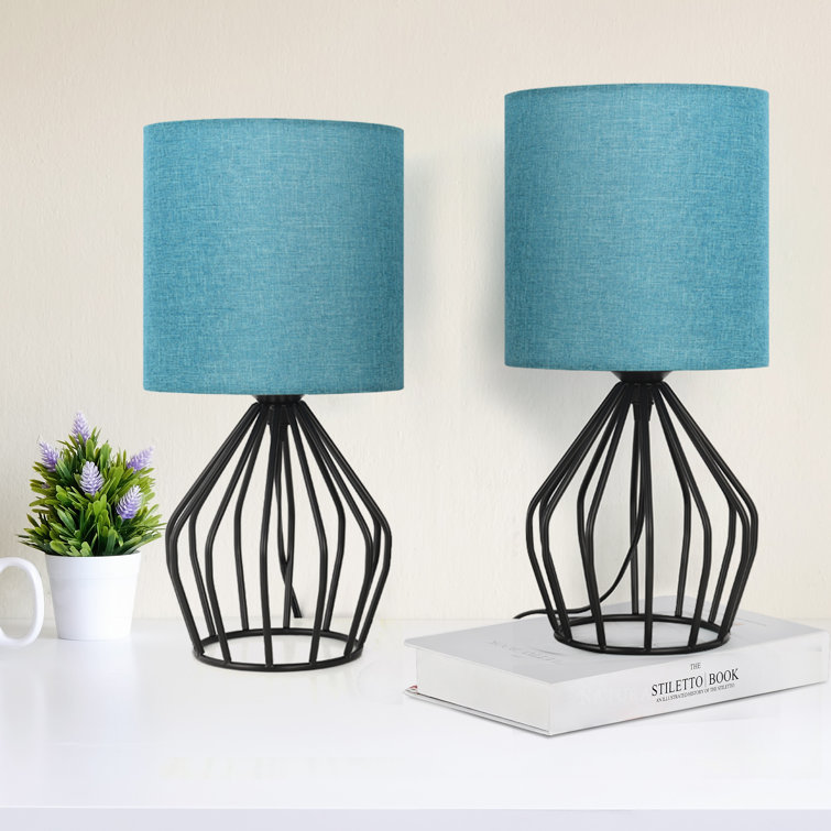 Modern Table Desk Lamps Bedside Teal Lamps for Bedroom Living Room Blue